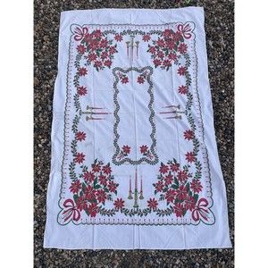 Festive Floral Tablecloth - Red and Green